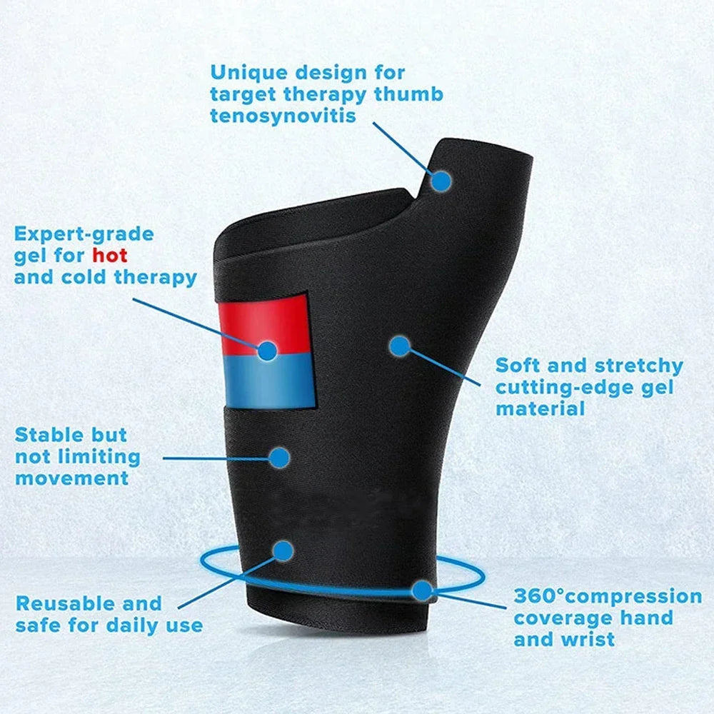 Wrist Solid Gel Ice Pack Hot Cold Hand Thumb Compression Sleeve Wrap for Carpel Tunnel Arthritis Sports Injuries Pain Relief