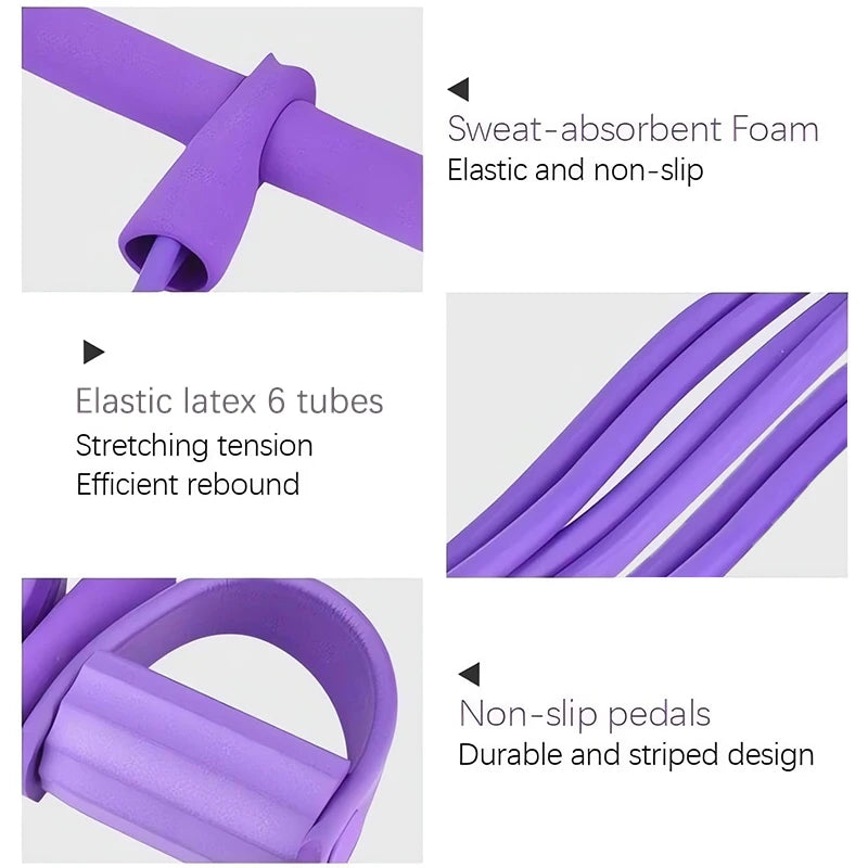 Fitness Resistance Bands-6 Tube Pedal Ankle Puller 2025 Upgrade Stretch Bands For Exercise Sit Up