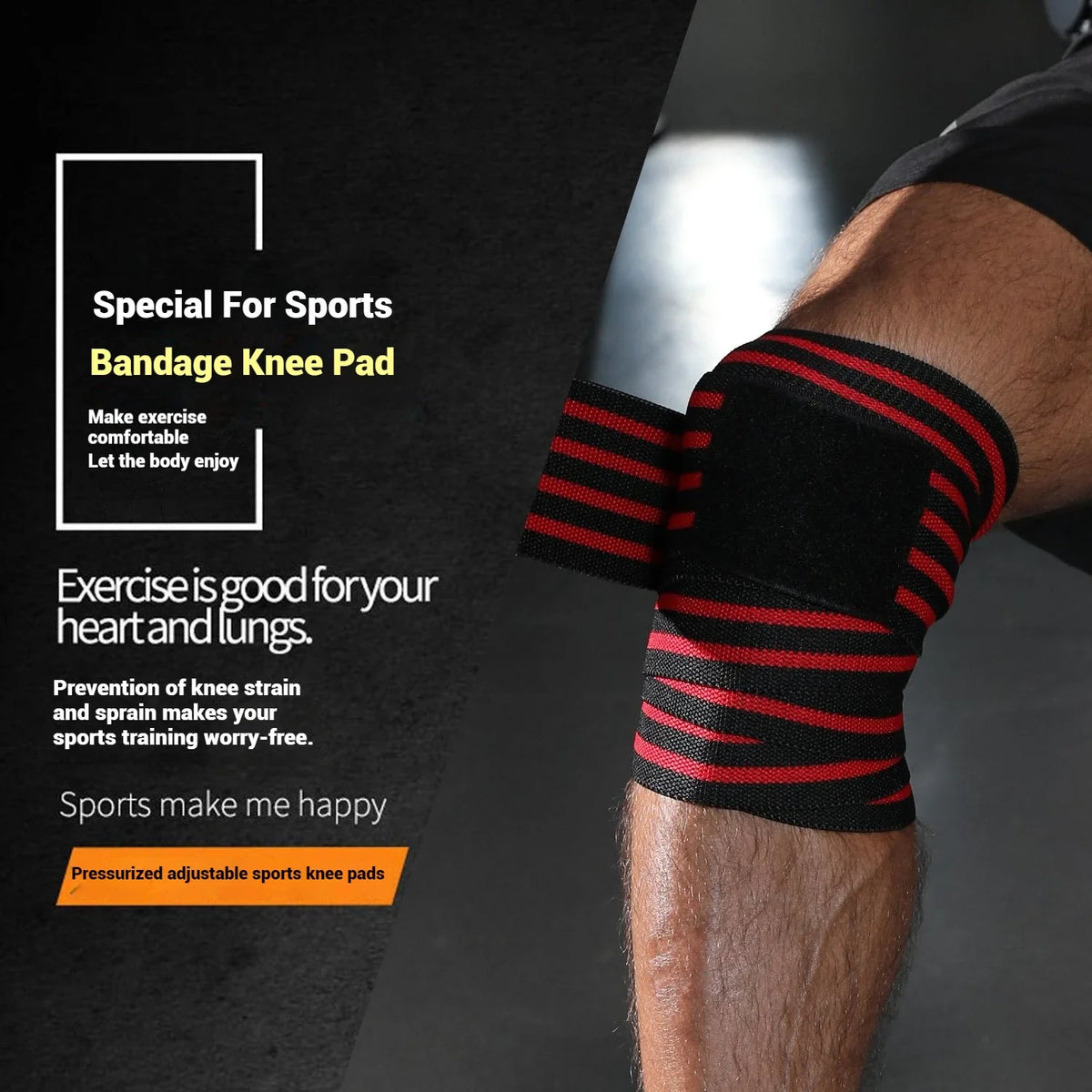 WOSWEIR-Fitness Elastic Knee Pads Sports Knee Bandages Protector Thigh Wraps Weight Training Leggings Strength Knee Support
