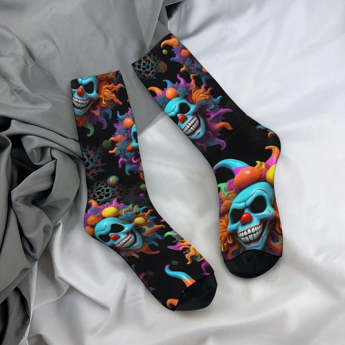 Funny Gothic Clown Skull Print Men's Socks Breathable and Skin-friendly Socks Novel Funny Harajuku Style Street Fashion Socks
