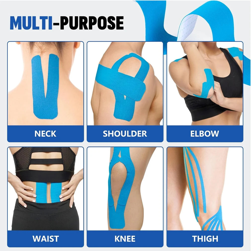 10PC Precut Kinesiology Tape Strips Athletic Tape,Kinetic Tape,Elastic Muscle Tape,Sports Tape,Knee Tape for Exercise,Daily Use
