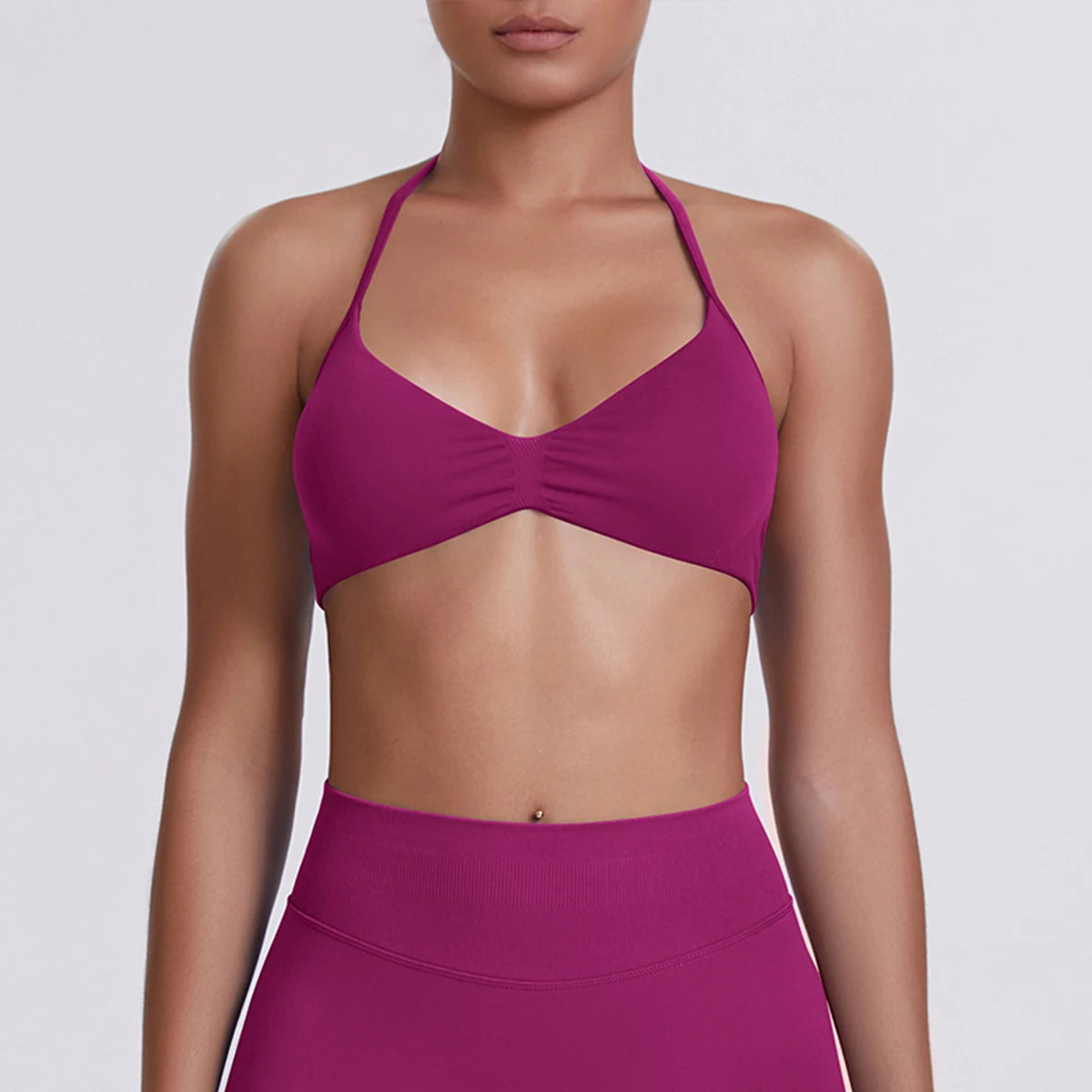Sexy Neck Strap Bra for Woman Summer Breathable Backless Yoga Bra Women Fitness Solid Color Yoga Sports Bra Workout Top