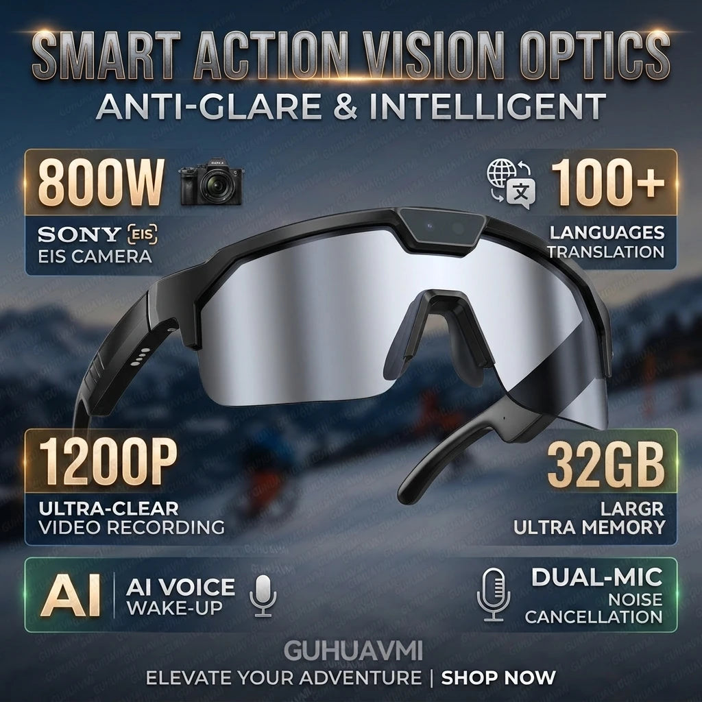 2026 New AI Smart Sports Glasses 800W Camera 1200P HD Anti-shake Cycling Video Shooting Artifact ChatGPT 32GB Windproof Goggles