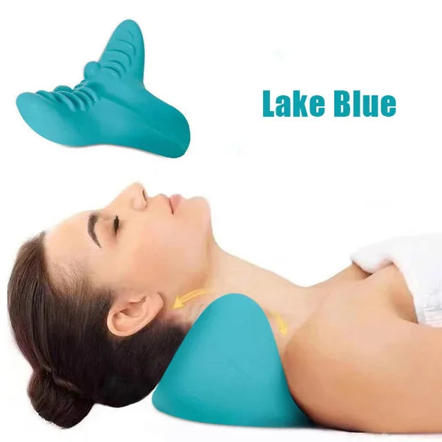 Neck Pillow Massager Neck Shoulder Stretcher Massager Relaxer Cervical Chiropractic Traction Device Pillow for Pain Relief