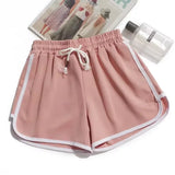 2024 Striped Sports Shorts Women Korean Fashion Casual Mini Shorts Summer Simple Loose Wide Leg Shorts Ladies New