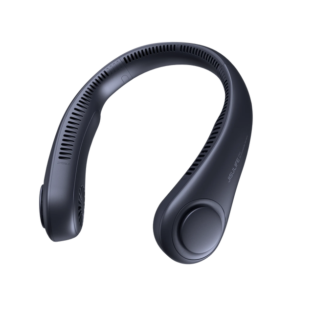 JISULIFE Portable Neck Fan, 4000mAh Battery Rechargeable, 5 Speeds Adjustable, Twistable Hands-Free Bladeless Neckband for Sport