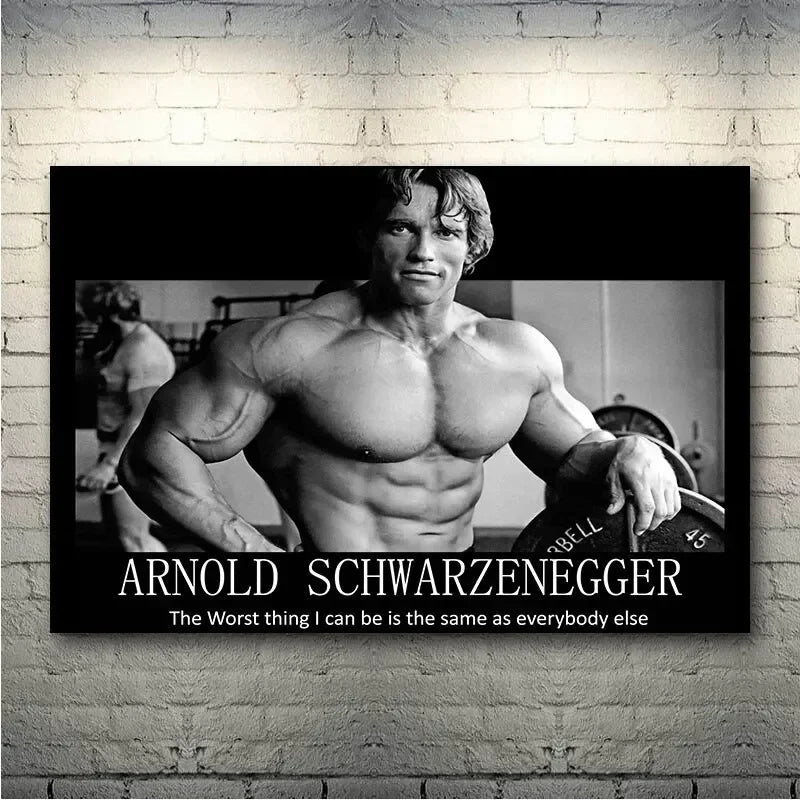 Arnold Schwarzenegger Bodybuilding Motivational Quote Canvas Painting Poster for Home Decor living room wall art for bed room