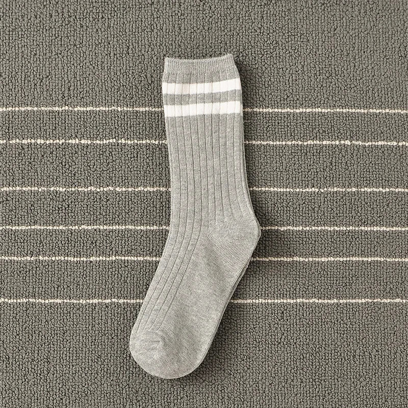 Socks Women Cotton Korean Japanese College Street Retro Style Ladies Classic Striped Long Crew Middle Tube Pile Socks Girls Gift