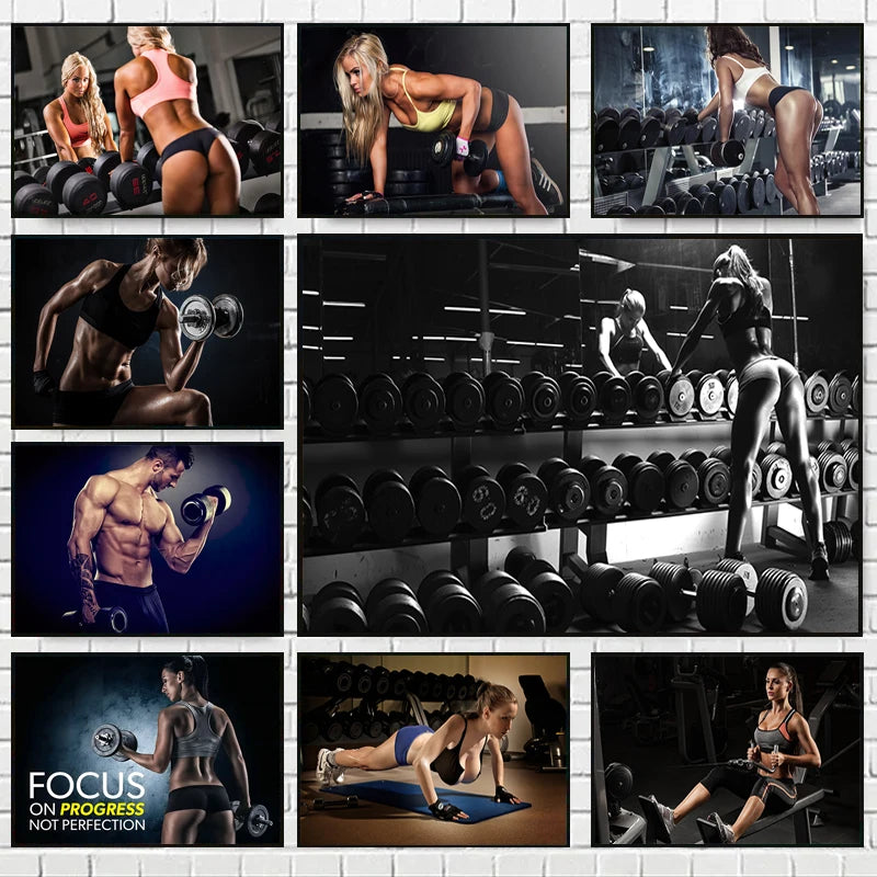 Fitness Sports Motivational Quotes Canvas Painting Dumbbell Exercise Posters Prints Wall Art Pictures for Living Room Gym Decor