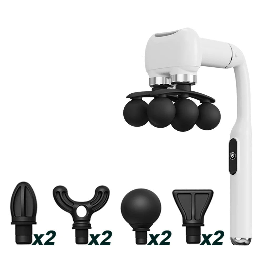 6-Heads Handhel Fascia Gun High Frequency Vibration Body Massage Gun Neck Shoulder Waist Back Handle Massager Fascia masajeador
