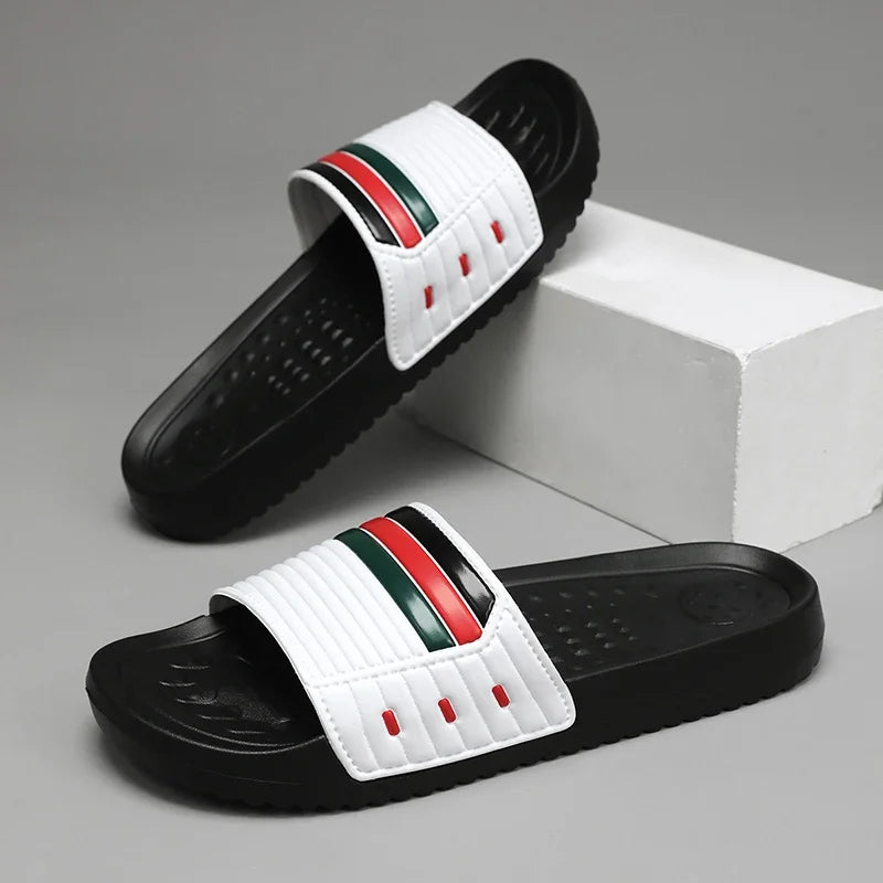 Men Shoes EVA Slippers Striped Cloud Thick-soled Sandals Summer Soft Bottom Slides Beach Slippers Male Indoor Outdoor EVA Slides