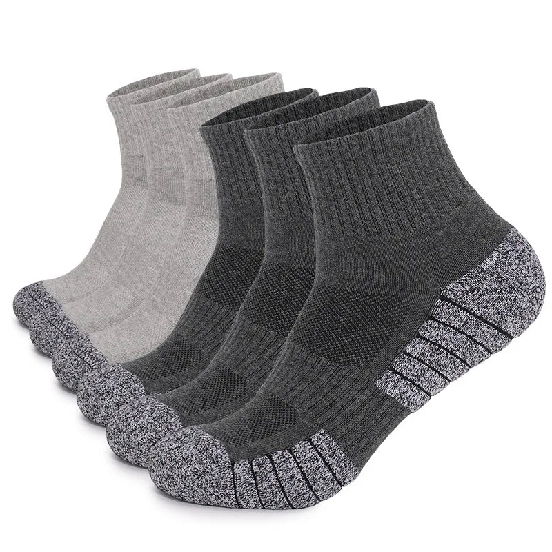 6 Pairs Outdoor Sports Socks Thickened Towel Bottomed Hiking Socks Sweat-Absorbing Short Tube Sports Running Socks Men Socks