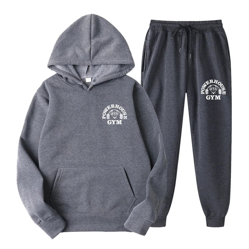 Men Women Tracksuit Hoodies Casual Solid Color Long Sleeve Pullover + Pants Suit Fleece Hooded Sportswear Suit Two Piece Sets