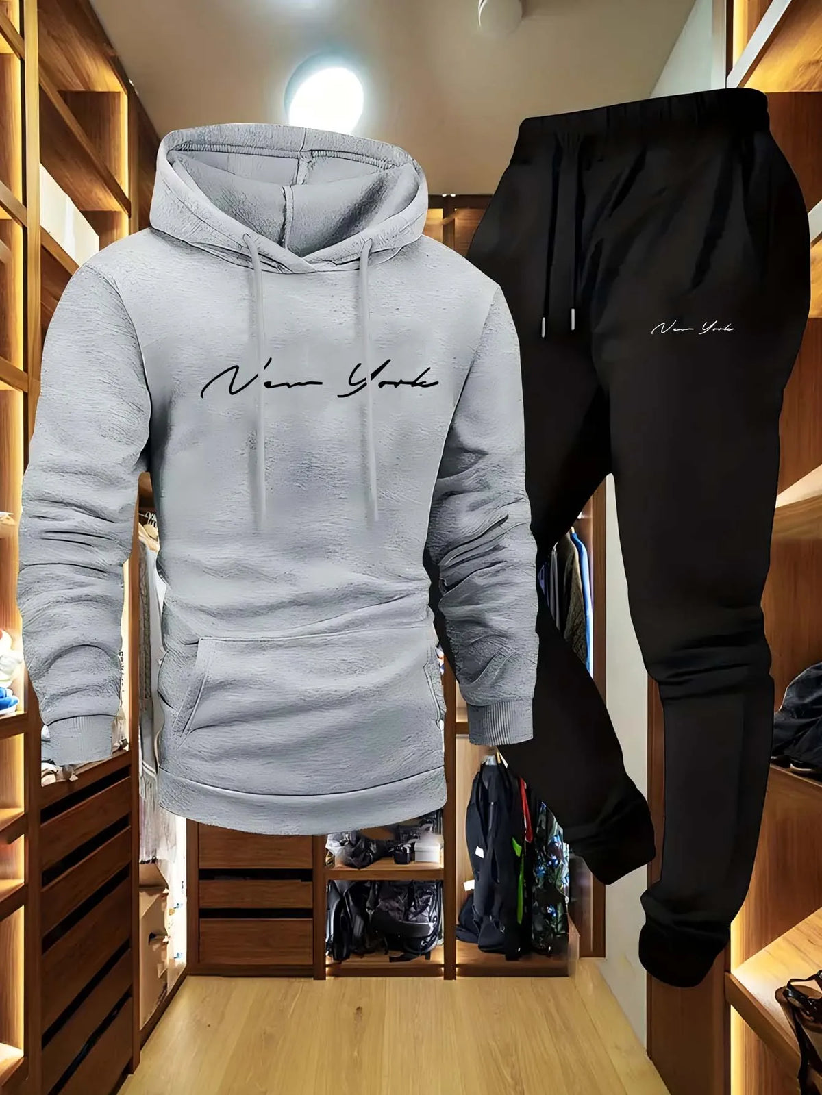 New York Themed Men's Soft Hooded Sweatshirt and Sweatpants Set Comfortable Athletic Wear for All Seasons tracksuit clothes