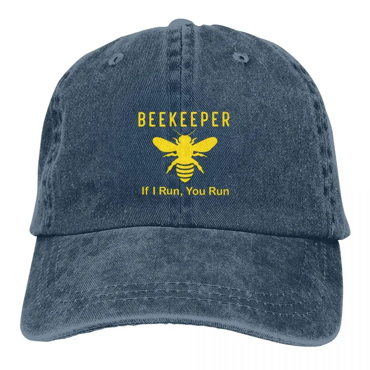 Beekeeper If I Run You Run Baseball Cap Funny Beekeeping Outdoor Fashion Hip Hop Hats Fashion Printed Washed Baseball Caps
