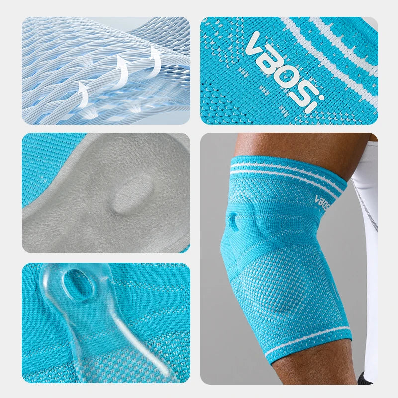 VBOSI 1pc Men Women Elastic Breathable Unisex Elbow Support Arm Sleeves with Gel Pads, Ergonomic Design & Air Holes