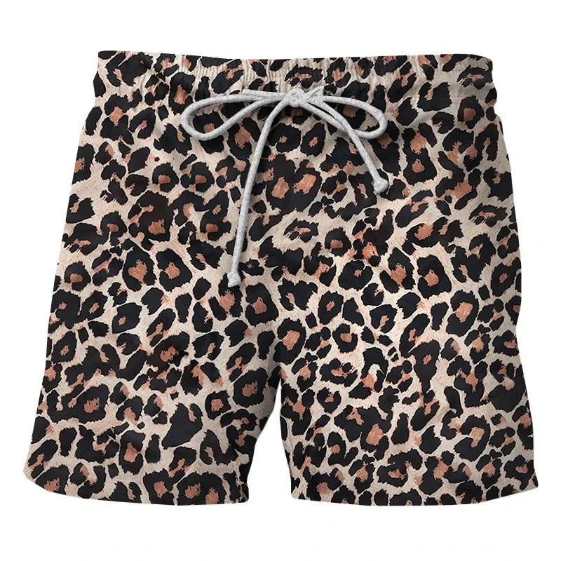 Summer Fashion Classic Colorful Leopard 3D Printed Men's Shorts Unisex Casual Beach Swimming Shorts Quick-dry Surf Board Shorts