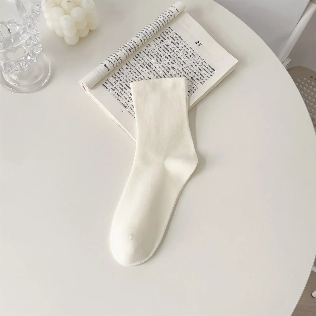 Pure Cotton Seamless Women's Mid-Calf Socks, Spring/Autumn Loose Fit Postpartum Socks