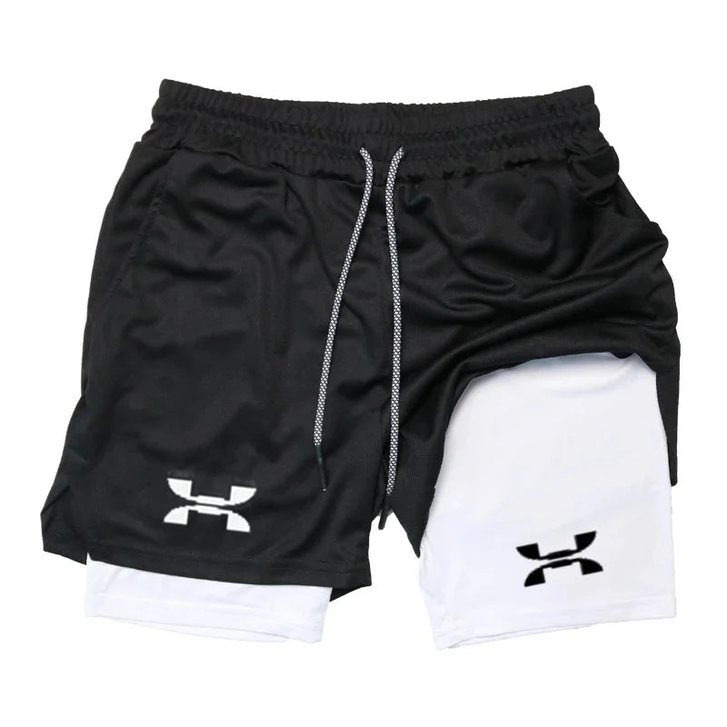New Running Shorts Men Gym Sports Shorts 2 in 1 Quick Drying Workout Boxing Training Bottoms Fitness Jogging Short Pants Summer