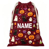Large Halloween Canvas Gift Bag with Drawstring Reusable Personalized Gift for Halloween Package
