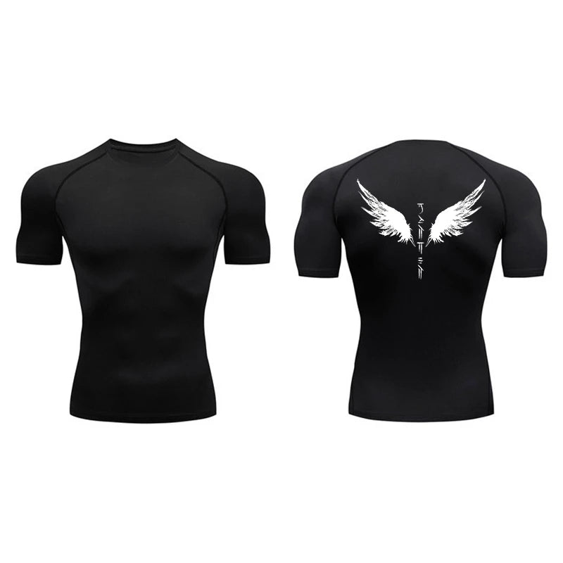 Yin Yang Sword Print Short Sleeve Compression Shirts for Men Summer Athletic Quick Dry T-shirts Gym Workout Running Tees Tops