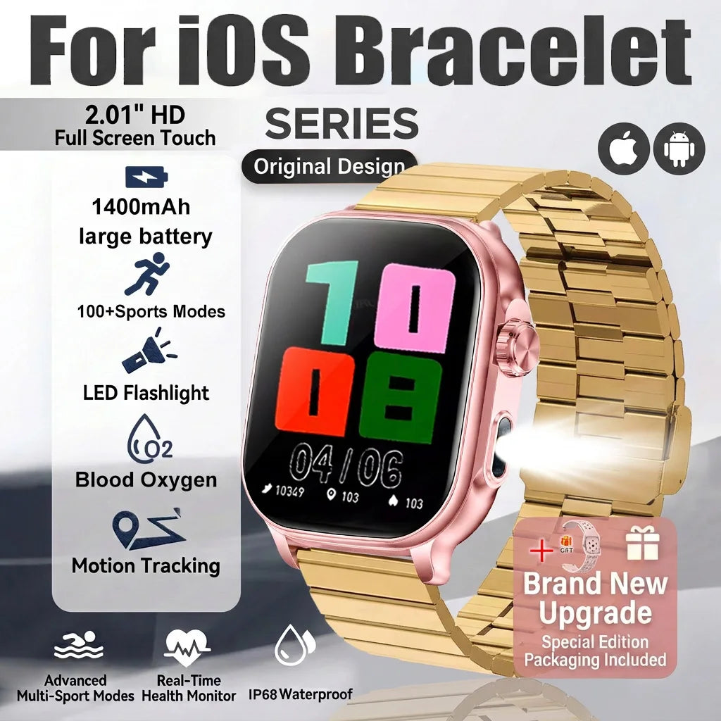 New1400mAh Large Battery Smart Watch 5ATM Waterproof LED Flashlight 100+ Sports Modes Heart Rate Fitness Tracker Men Smart Watch