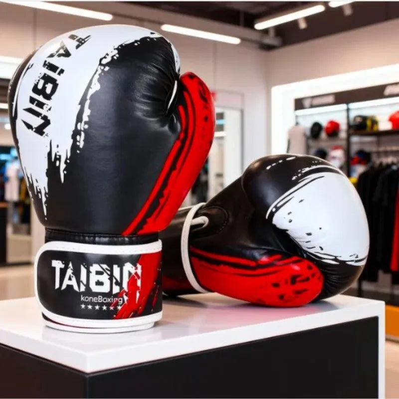 1 Pair Adult Boxing Gloves Men Punching Training Sparring Comfortable Adjustable Fighting Mitts Hand Protector Black Red Blue