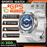 2026 New GPS Sports Smartwatch 300mAh Large Battery LED Flashlight Compass Barometer Military Grade Men's Smartwatch Gift