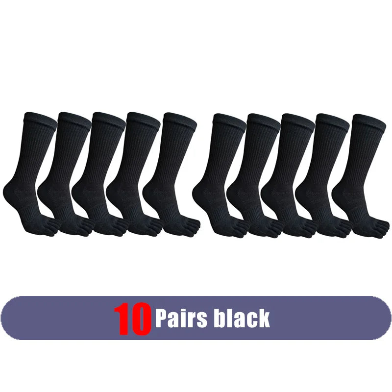 1/5/10 Pairs Compression Toe Socks Long Man Cotton Fitness Marathon Hiking Outdoor Basketball Calf Toe Sport Five Finger Socks