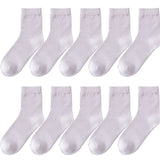 10 Pair Women's Bamboo Fiber Socks Harajuku Retro Solid Color Casual Ladies Set Black Socks Korean Style White Socks