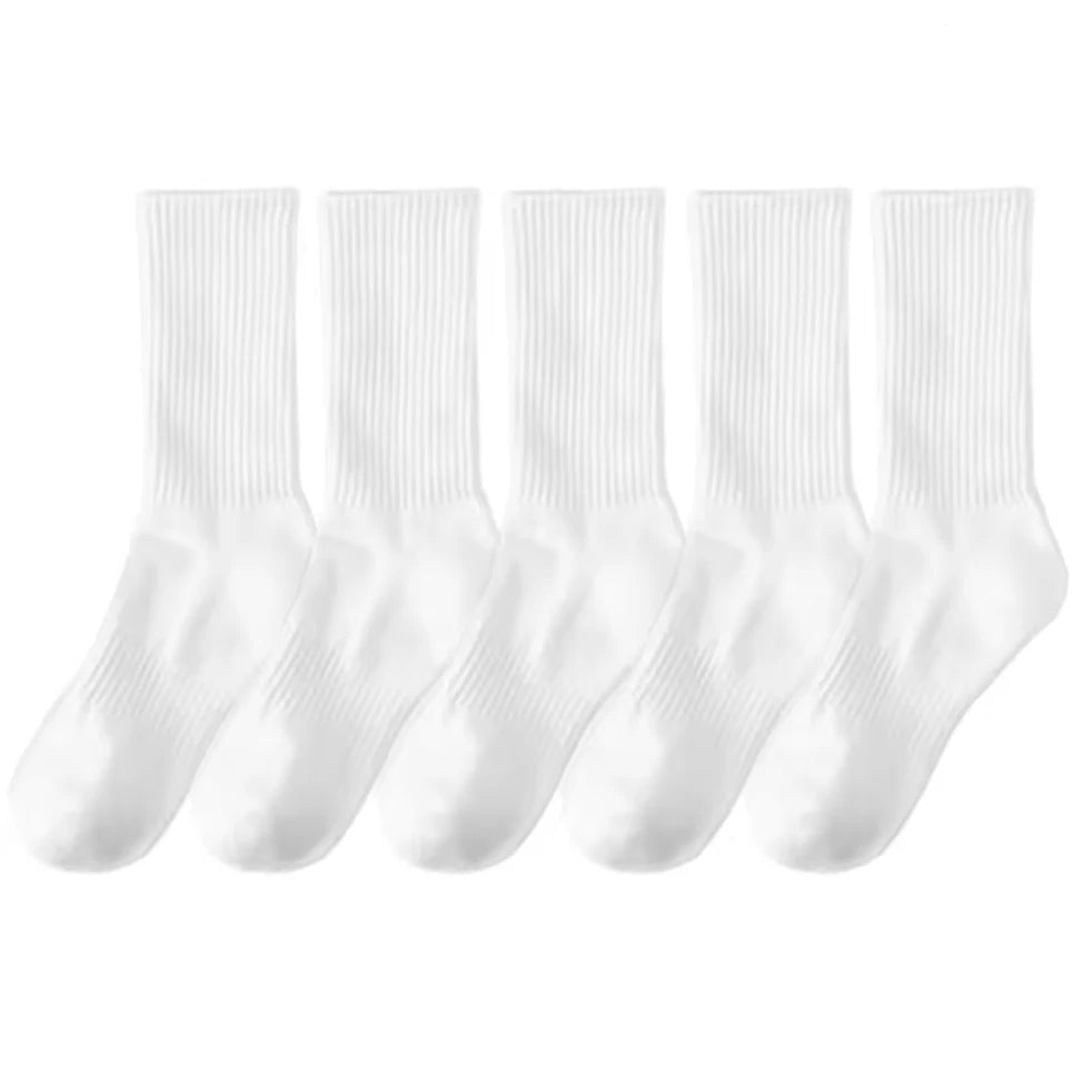 10/20/30Pairs Pure Cotton Men's High Socks Classic Black White Breathable Sweat-Absorbent Warm Elastic Sports Socks