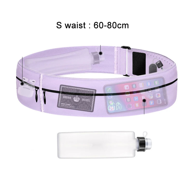 Sports Fanny Pack Running Belt Waist Bag with Water Bottle Men Women Phone Pouch Jogging Gym Bags Hydration Run Accessories
