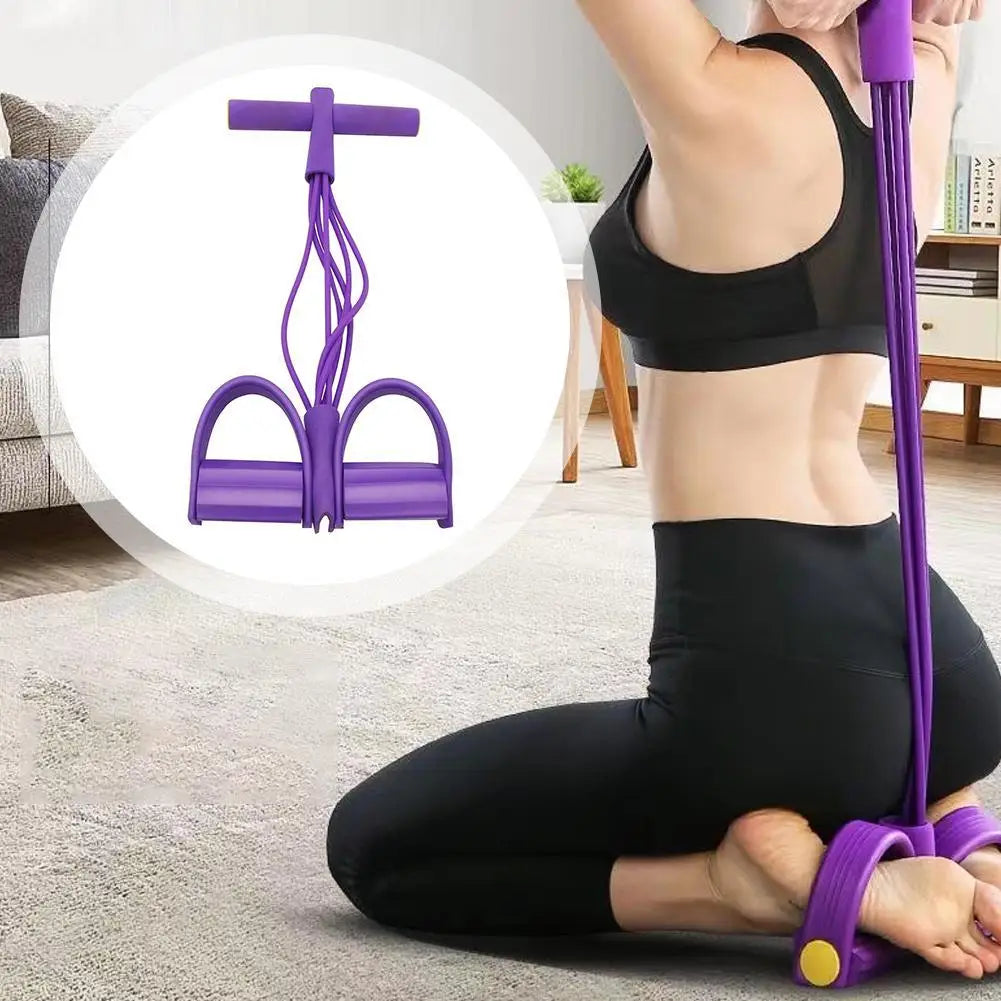 6-Tube Resistance Band Multi Function Tension Rope Fitness Bands 6-Tube Elastic Yoga Pedal Puller For Sports Exercises At Gym