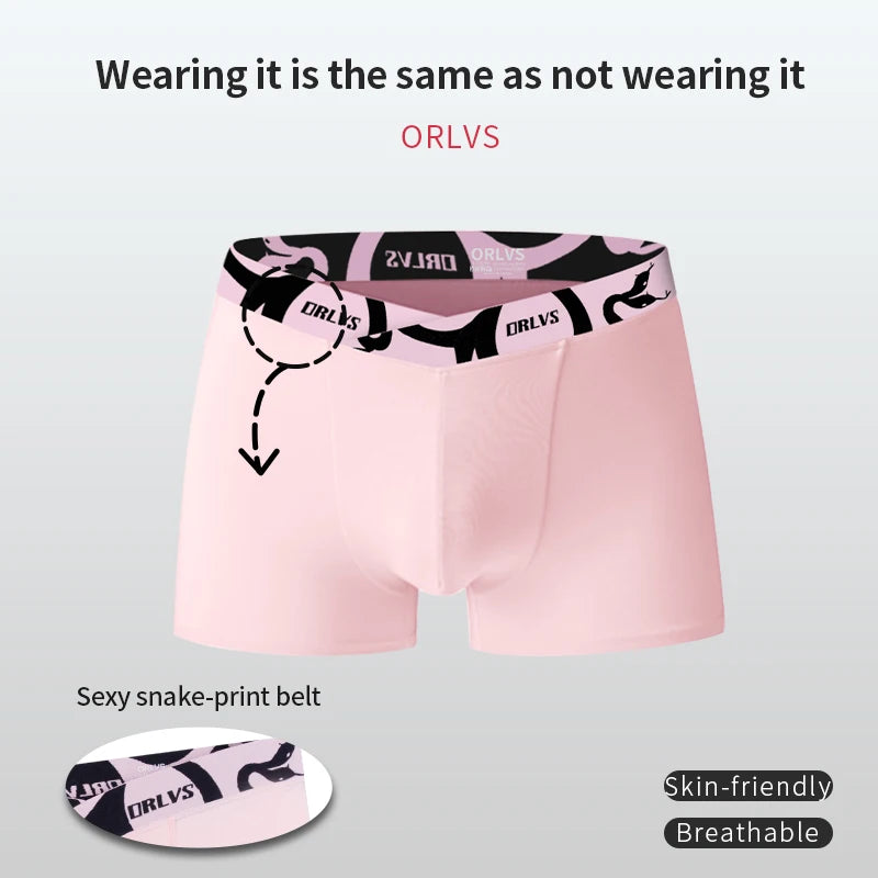 ORLVS Soft Modal Men's Underwear Big V Cut Boxer Briefs No Roll Waistband Trunks with Double Layer Crotch for Daily & Sports