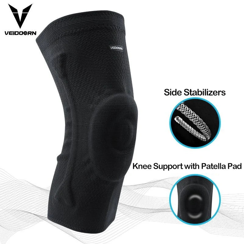 Professional Knee Brace for Basketball Compression Knee Sleeve with Silicone Spring Sport Volleyball Knee Pads