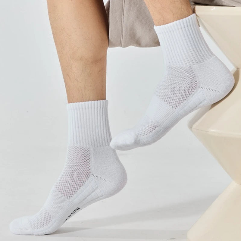 Men's Thick Bottom Sweat Absorbing and Breathable Sports Socks with Bottom Cushion for Running Professional Sports Men's Socks