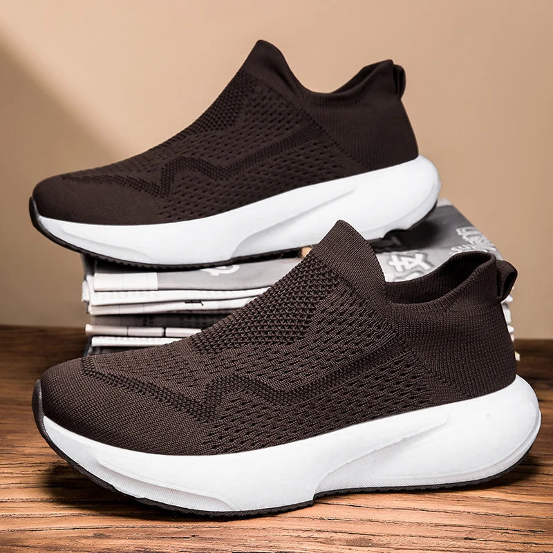 Breathable sports shoes for men and women in summer new mesh walking shoes leisure socks soft-soled comfortable running shoes 45