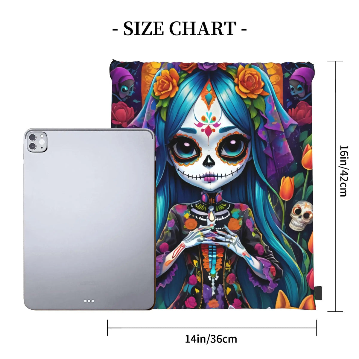 Custom Day of the Dead Gift Skeleton Girl Halloween Drawstring Bag for Shopping Yoga Backpacks Men Women  Sports Gym Sackpack