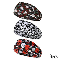 Elastic skull print sports headband, sweat-absorbent sports headband, unisex non-slip fitness headband, cycling street headband