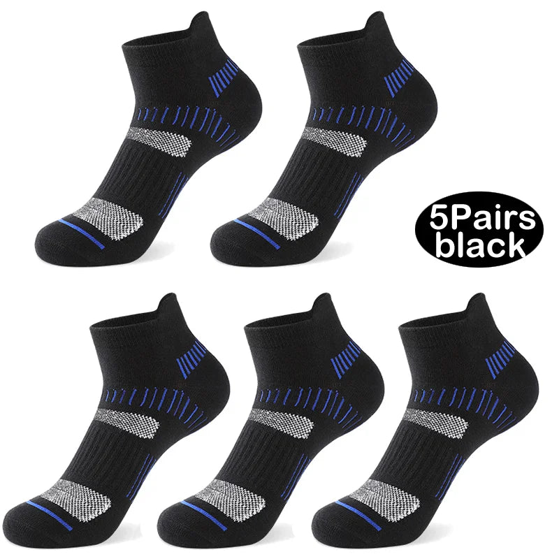 5 Pairs Men Cotton Sports Socks Mesh Breathable Running Basketball Cycling Male Short Socks Set For Men