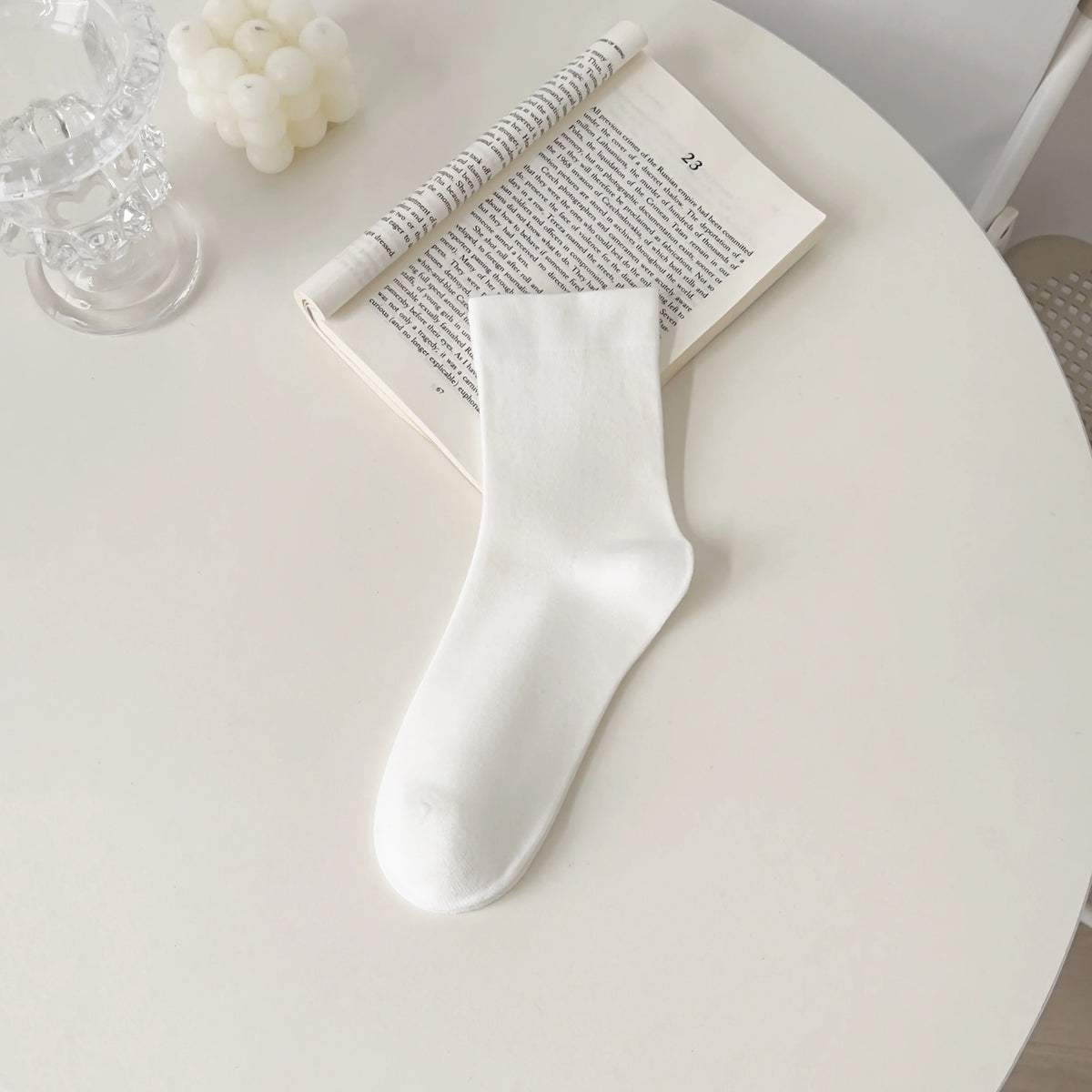 Pure Cotton Seamless Women's Mid-Calf Socks, Spring/Autumn Loose Fit Postpartum Socks