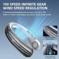 2025 USB Hanging Neck Fan Portable Bladeless Mini Rechargeable Mute LED Digital Display Electric Air Cooler For Sport
