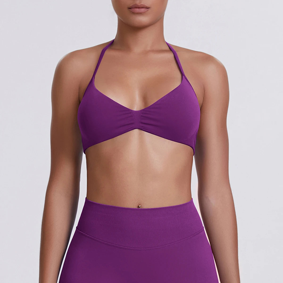 Sexy Neck Strap Bra for Woman Summer Breathable Backless Yoga Bra Women Fitness Solid Color Yoga Sports Bra Workout Top