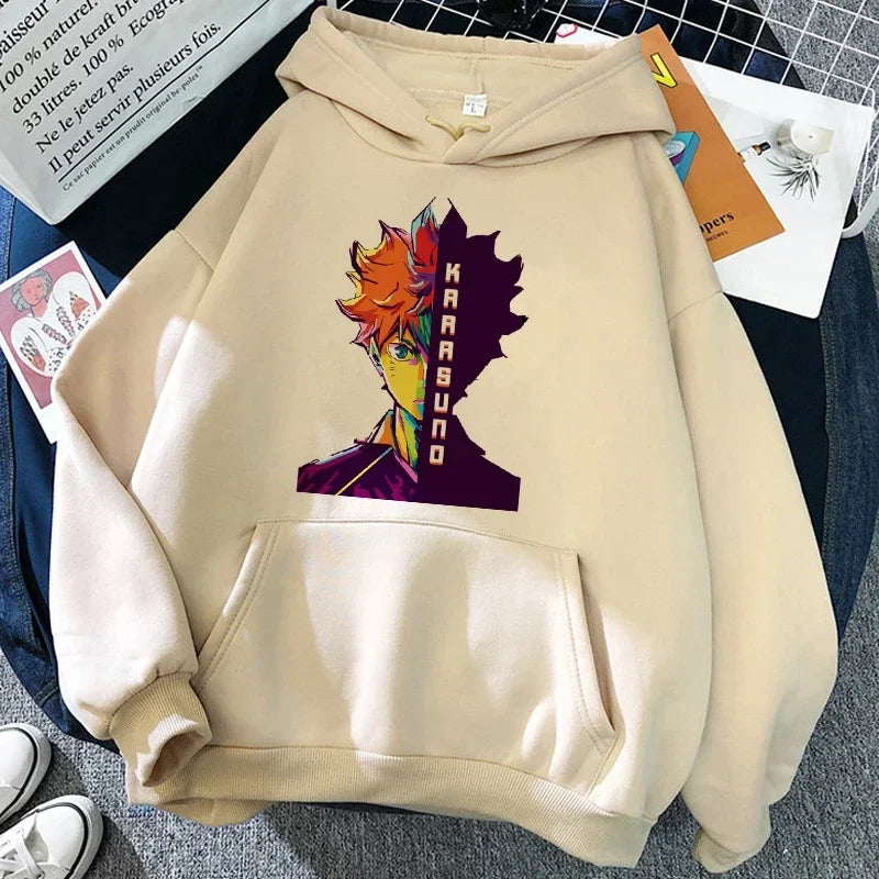 90s Japanese Anime Haikyuu Hoodies Women Funny Karasuno Fly High Graphic Streetwear  Fashion Male Sweatshirts Unisex Harajuku