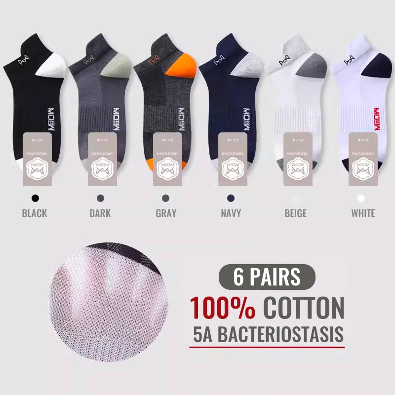 MiiOW 100% Pure Cotton Short Socks Men Ankle Sock Business Dress Ear-lifting Heel Protection Deodorant Antibacterial Sports Sock