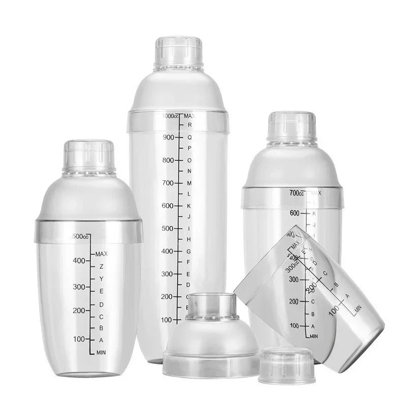 350/500/700/1000ml PC resin Cocktail Shaker Home Bar Utensil Martini Hand Shaker Cup with Scales Milk Wine Drink Shaker Bar Tool