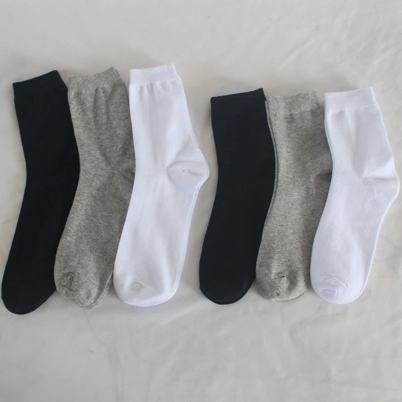 10Pairs Men's Pure Cotton Socks Autumn winter Black White Business Casual Men's and Women's High Quality Plus Size EU42-48