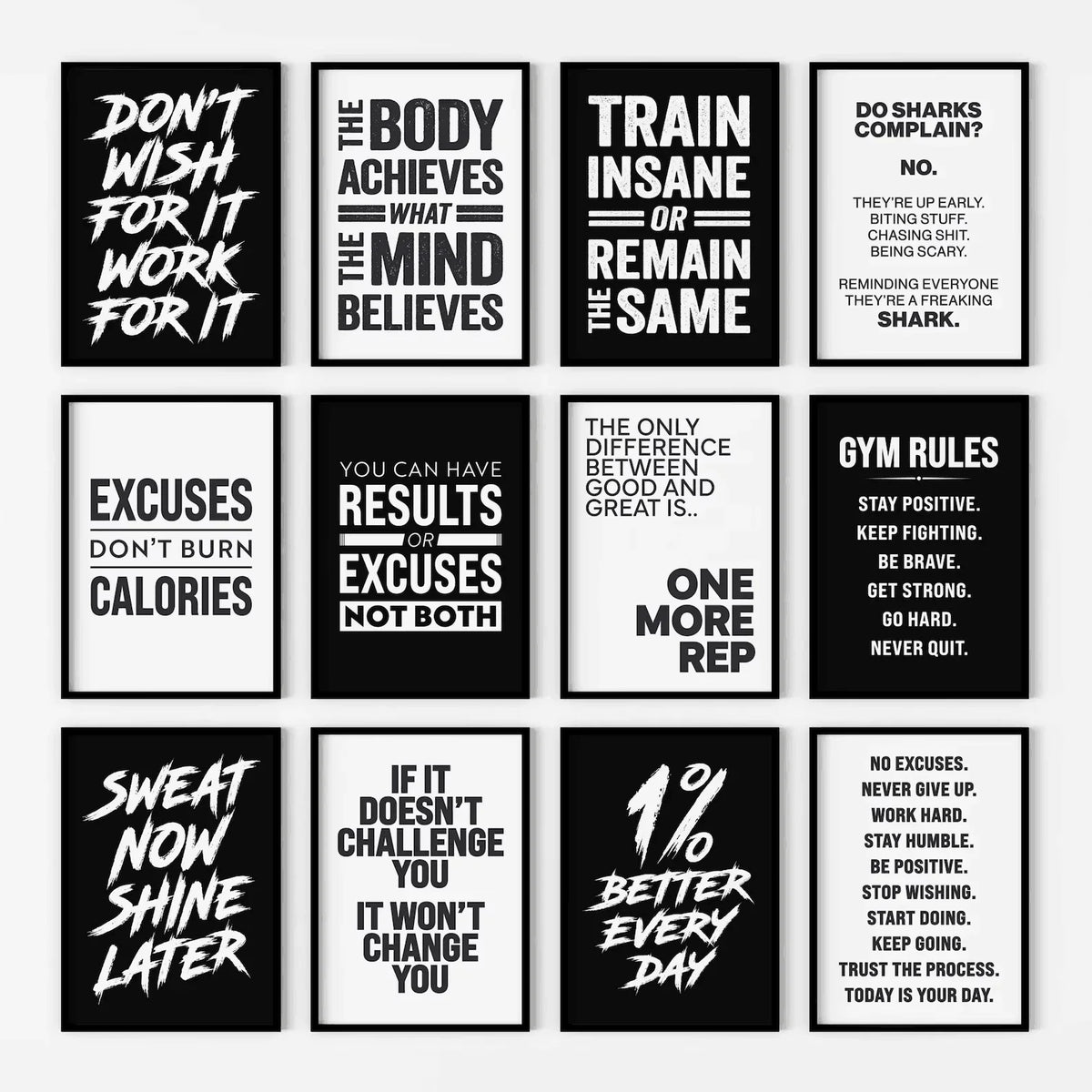 Gym Wall Art Poster Gym Inspirational Poster Home Gym Wall Decoration Gym Slogan Canvas Printing Decorative Painting Frameless