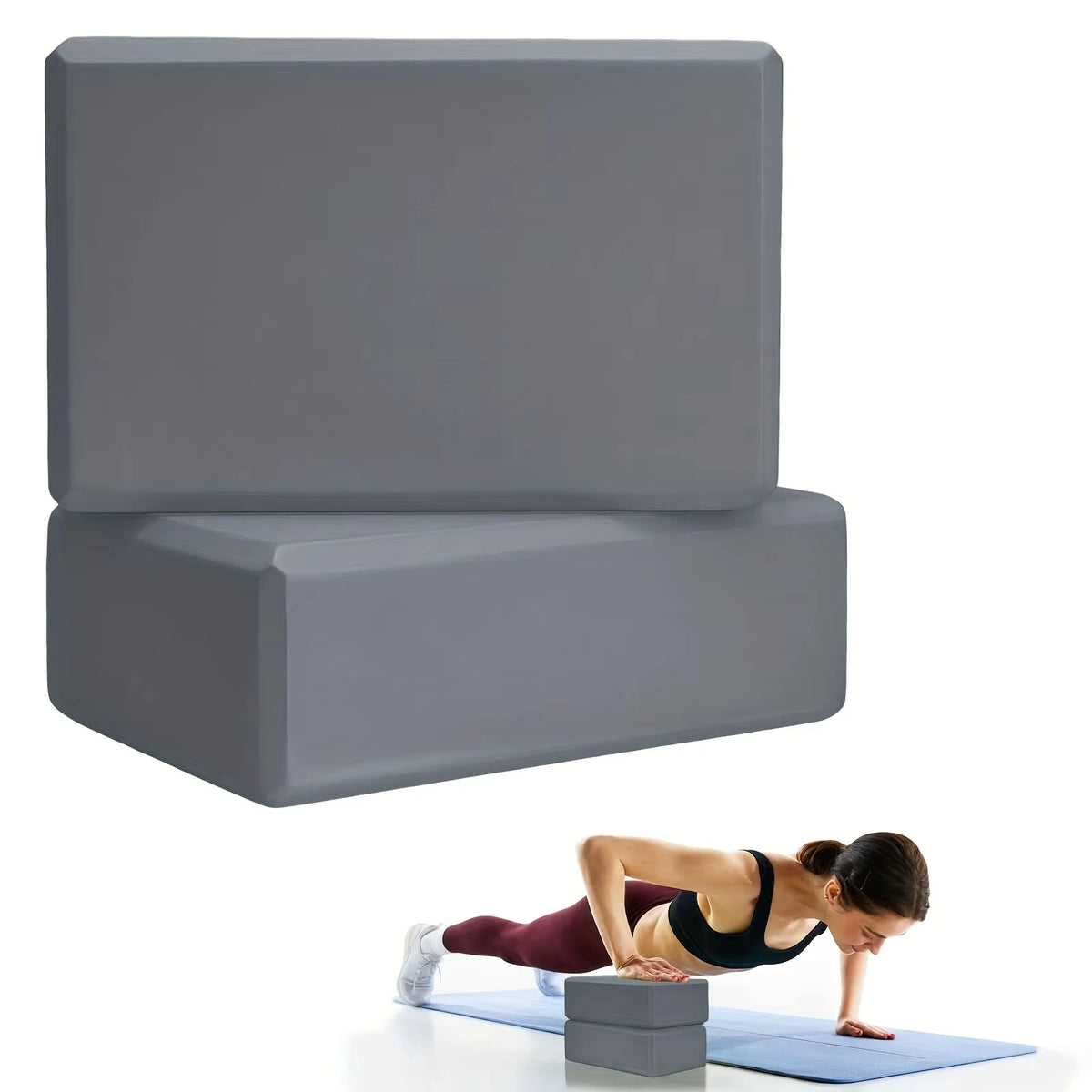 Set of 2 Yoga Blocks  Made from High Density Foam, Lightweight Supportive And Odor-Free - Essential Yoga Gear for Women Gym