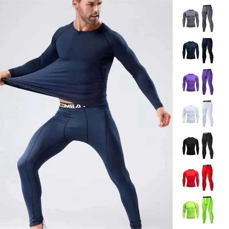 Men's Running Set Gym Jogging Thermo underwear xxxxl Second skin Compression Fitness MMA rashgard Male Quick dry Track suit